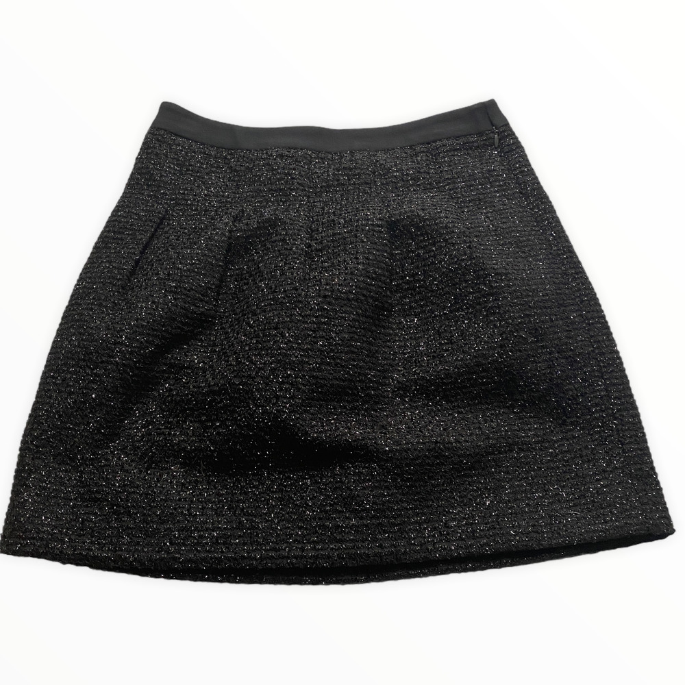 Ann Taylor Loft Petite Black Glitter Mini Skirt 0P